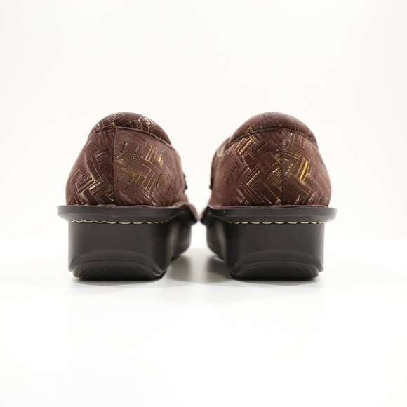 Alegria Dena Brown Leather & Fabric Dream Fit Comfort Clogs - 10/EU 40 - Picture 4 of 7